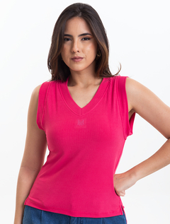 Blusa Cavada Pink Malha Canelada 3290051