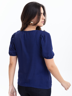 Blusa Mg Curta Marinho Viscolinho 3440017 - comprar online