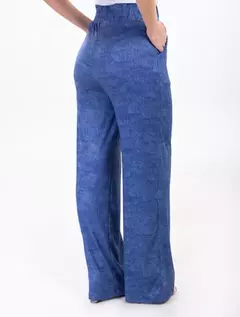 Calça Pantalona Azul Malha Suede 7200318 - comprar online