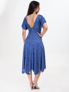 Vestido Midi Azul Malha Suede 7200319 - comprar online