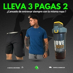 REMERA DEPORTIVA + SHORT DEPORTIVO LINEA PREMIUM CON CIERRE + VASO MEZCLADOR GYM - comprar online