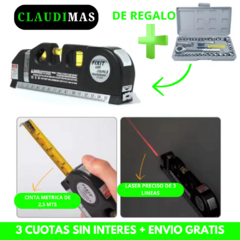 Nivel Laser 3 Burbujas Horiz. Vert. Cruz Cinta Métrica Regla + Juego Llave Tubo Kit 40 Piezas Estuche - comprar online