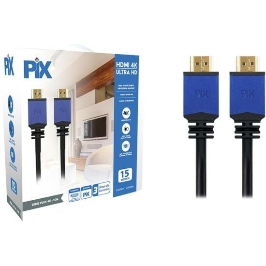 Cabo HDMI 2.0 4k 19 Pinos Com Filtro 15m Pix