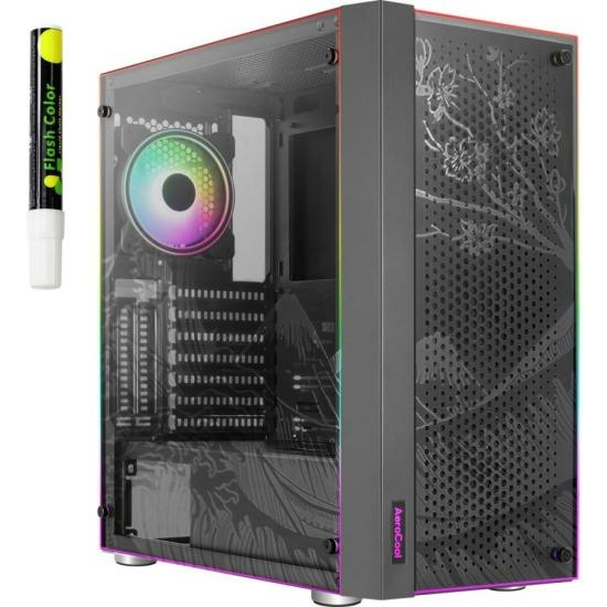 Gabinete Gamer Aerocool Skribble Preto RGB Lateral Vidro