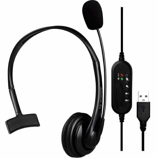 Headset Office Fortrek FK 731A USB Preto