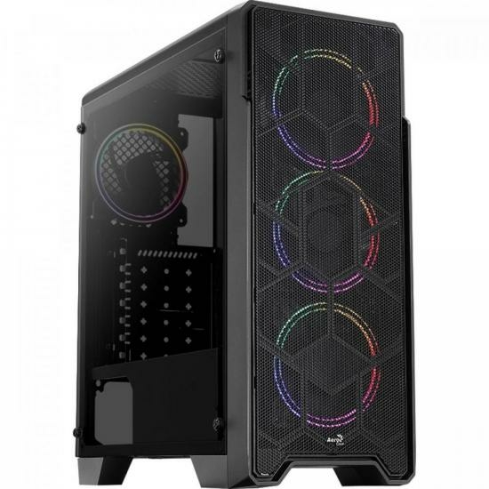 Gabinete Gamer Aerocool Ore Saturn Preto RGB Lateral Acrílico