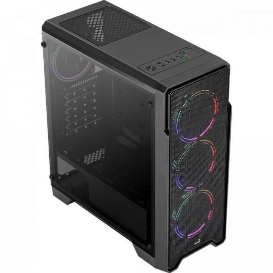 Gabinete Gamer Aerocool Ore Saturn Preto RGB Lateral Acrílico - comprar online