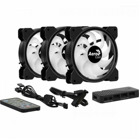 Kit 3 Coolers Aerocool Saturn 12 Pro ARGB + Hub + Controle - comprar online