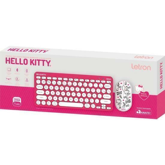 Kit Teclado e Mouse Sem Fio Letron Hello Kitty Rosa na internet