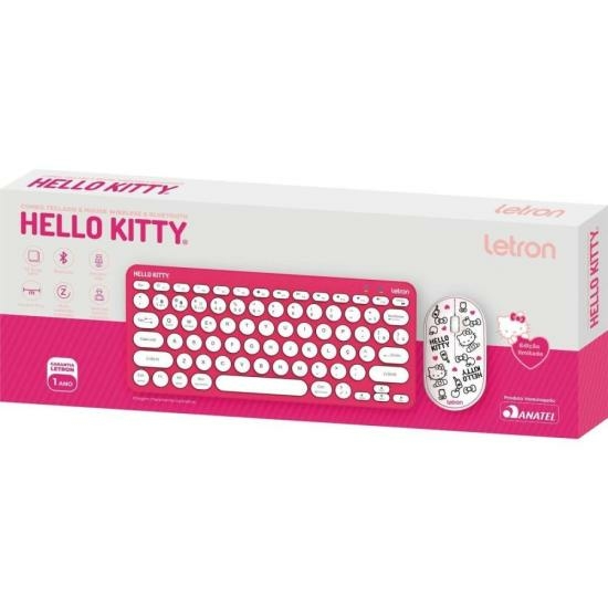 Kit Teclado e Mouse Sem Fio Letron Hello Kitty Rosa na internet