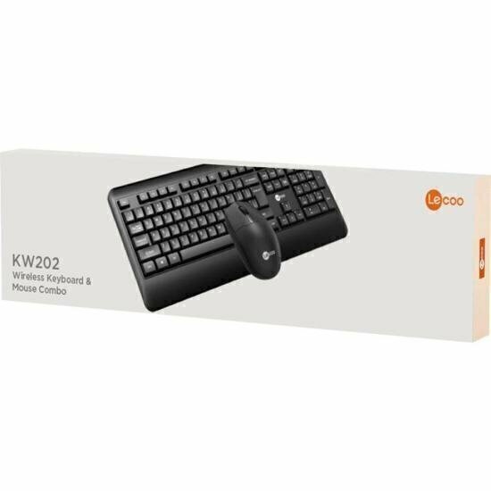 Kit Teclado e Mouse Lecoo KW202 Sem Fio Preto - Wormtec