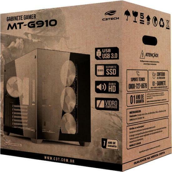 Gabinete Gamer C3Tech Aquarius MT-G910 Sem Fans Branco - Wormtec