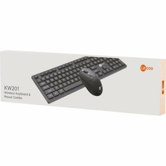 Kit Teclado e Mouse Lecoo KW201 Sem Fio Preto - Wormtec