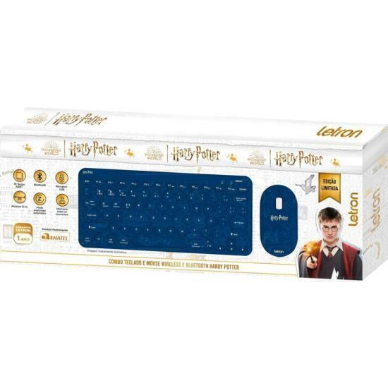 Kit Teclado e Mouse Sem Fio Letron Harry Potter Azul - loja online