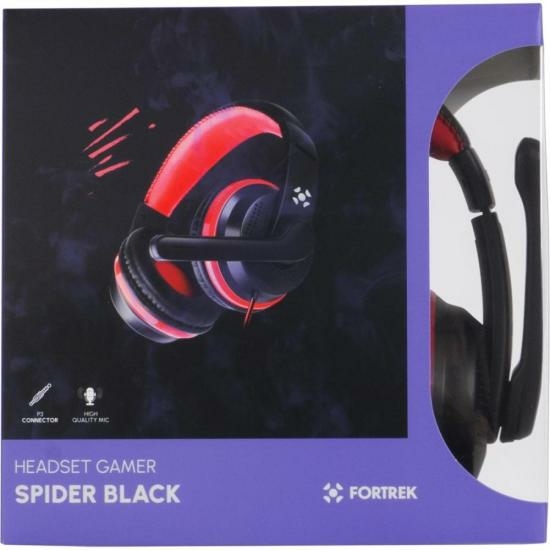 Headset Gamer Fortrek Spider Black P3 Preto/Vermelho