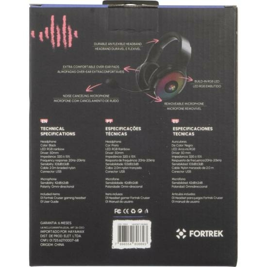 Headset Gamer Fortrek Cruiser 7.1 USB RGB Preto - comprar online