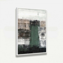 Quadro decorativo Abstrato Tons Verde Marrom e Cinza - Quadro Amado