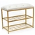 Sapateira/Banco 2 Andares Metal Dourado c/ Estofado Veludo Off White 47x30x60cm