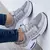 Foreign trade large size new casual sneakers women's flying wedge round toe lace