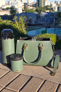 Kit Mateira Bolsa Verde Croco - comprar online