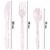 Set Tenedor + Cuchillo + Cuchara Glitter Rosa x36 un en internet