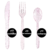 Set Tenedor + Cuchillo + Cuchara Glitter Rosa x36 un - Planeta Fiesta