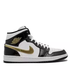 Air Jordan 1 Mid Black Gold Patent