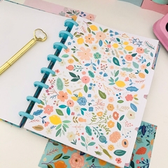 CADERNO DE DISCO FLORAL AZUL TURQUESA na internet