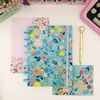 CADERNO DE DISCO FLORAL AZUL TURQUESA