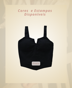 Cropped Detalhe Decote com Bojo em Tecido Alfaiataria - comprar online