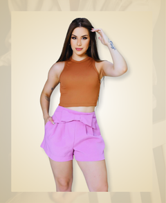 Cropped Regata em Malha Canelada - comprar online