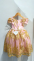 Vestido Infantil Rosa Com Renda Realeza Dourada e Pérolas (2134RA) na internet