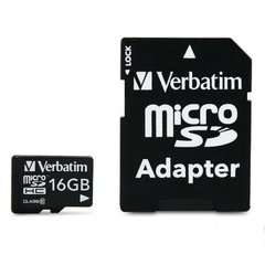 Tarjeta de Memoria MicroSD 16GB premium con Adaptador - VERBATIM 44082