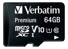 Tarjeta de Memoria premium MicroSD 64GB con Adaptador - VERBATIM 44084