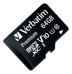 Tarjeta de Memoria premium MicroSD 64GB con Adaptador - VERBATIM 44084 - comprar online