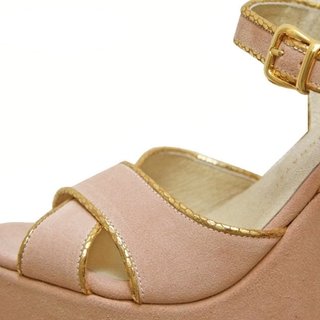  Zapatos de novia. Sandalias rosa y doradas. VALENTINA COLUGNATTI REAL SHOES. 100% cuero.