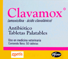 Clavamox 250 mg antibiotico en tabletas palatables - comprar online