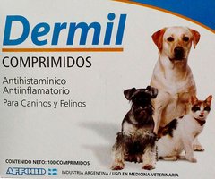 Dermil comprimidos antihistaminico - antiinflamatorio para caninos y felinos