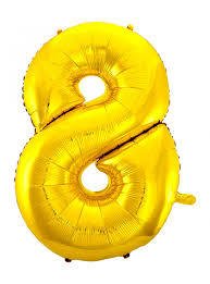 Balão metalizado número 8 dourado