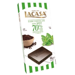 Tableta Chocolate Negro c/Menta 70% Cacao Lacasa x100 Gr.