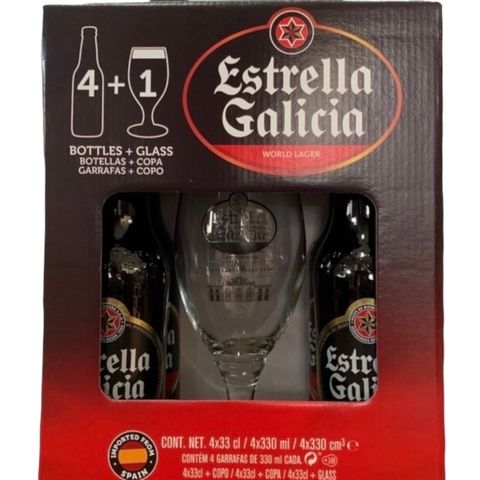 Estrella Galicia est 4x330 ml +copas