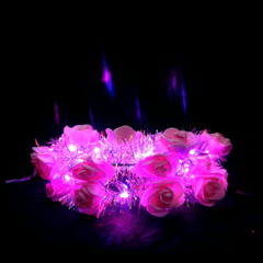 Imagen de Coronita - Tiara de flores rosas con Leds