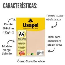 Papel Vergê Salmão A4 180g/m² - Usapel - comprar online