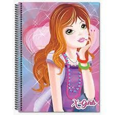 Caderno 10 Matérias X-Girls 200 Folhas Máxima 200mm x 275mm