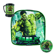 Kit Infantil Lancheira + Caneca + Bola Surpresa Hulk E Minnie Mouse