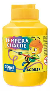 Têmpera Guache Acrilex 250ml - Amarelo - JHL Variedades Papelaria