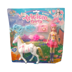 Conjunto Boneca Triciclo Girlz com Acessórios e Cavalo