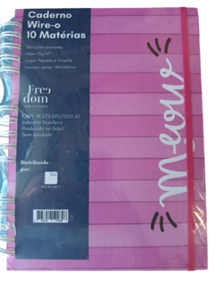 Caderno Wire-o 10 Matérias Freedom com 160 Folhas - Modelos Love e Gatos