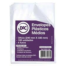 Envelope Plástico Médio Ofício 240mm x 330mm com 4 Furos - Unidade na internet