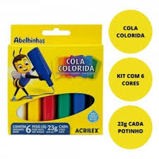 Cola Colorida Acrilex 6 Cores